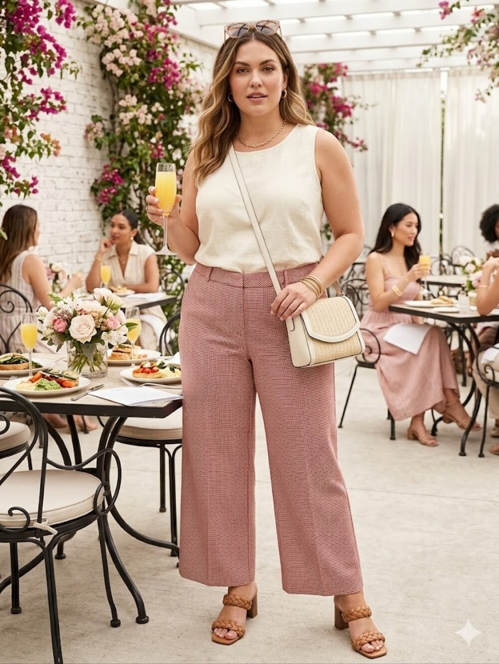 J Jill Houndstooth Wide Leg Trousers High Rise